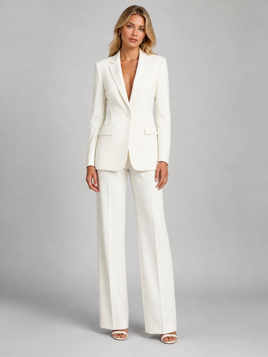 Nerys | Notch Lapel Blazer and Wide Leg Trouser Set