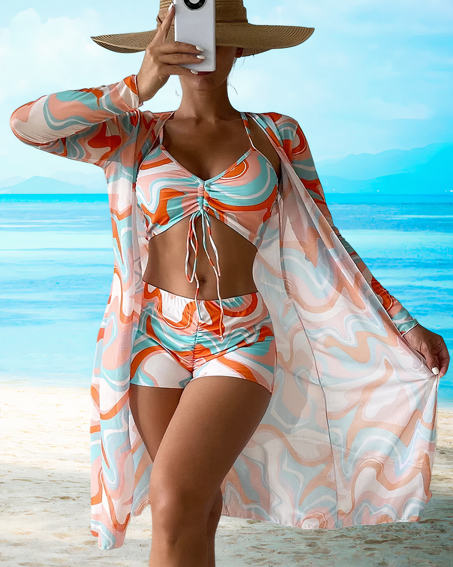 Aria | High Waist Cover-Up Bikini Set