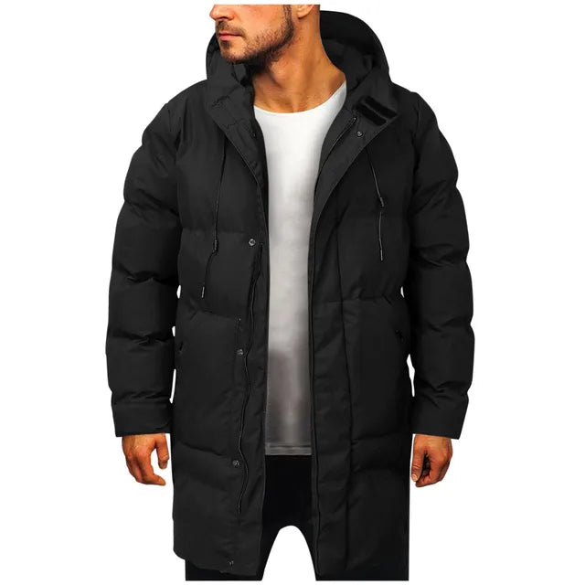 Rufus | Hooded Puffer Coat Mid Length Quilted Drawstring
