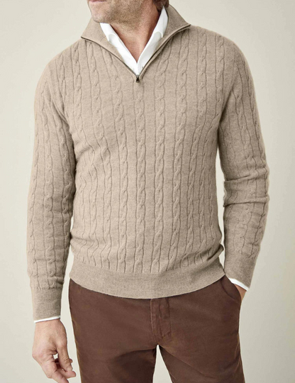 Dawson | Men's Quarter Zip Cable Knit Sweater