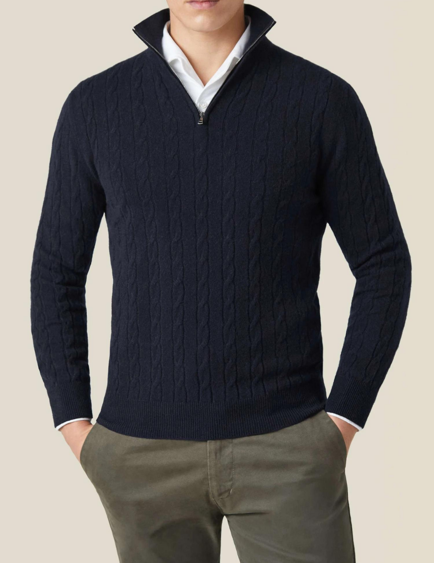 Dawson | Men's Quarter Zip Cable Knit Sweater