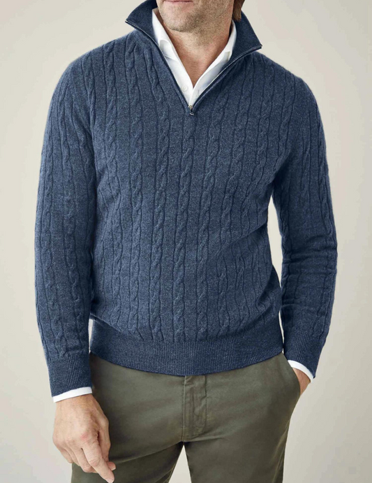 Dawson | Men's Quarter Zip Cable Knit Sweater