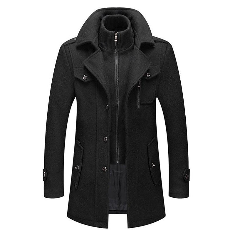 Edmund | Double-Breasted Wool-Look Pea Coat