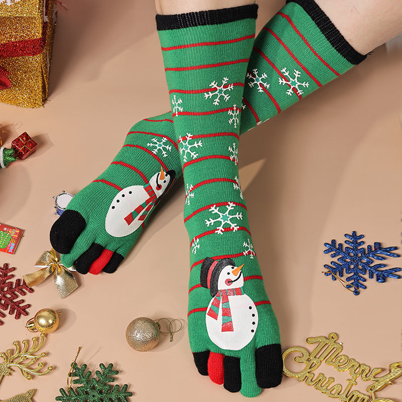 Marzipan | Christmas Socks Five Toe Contrast Cuff