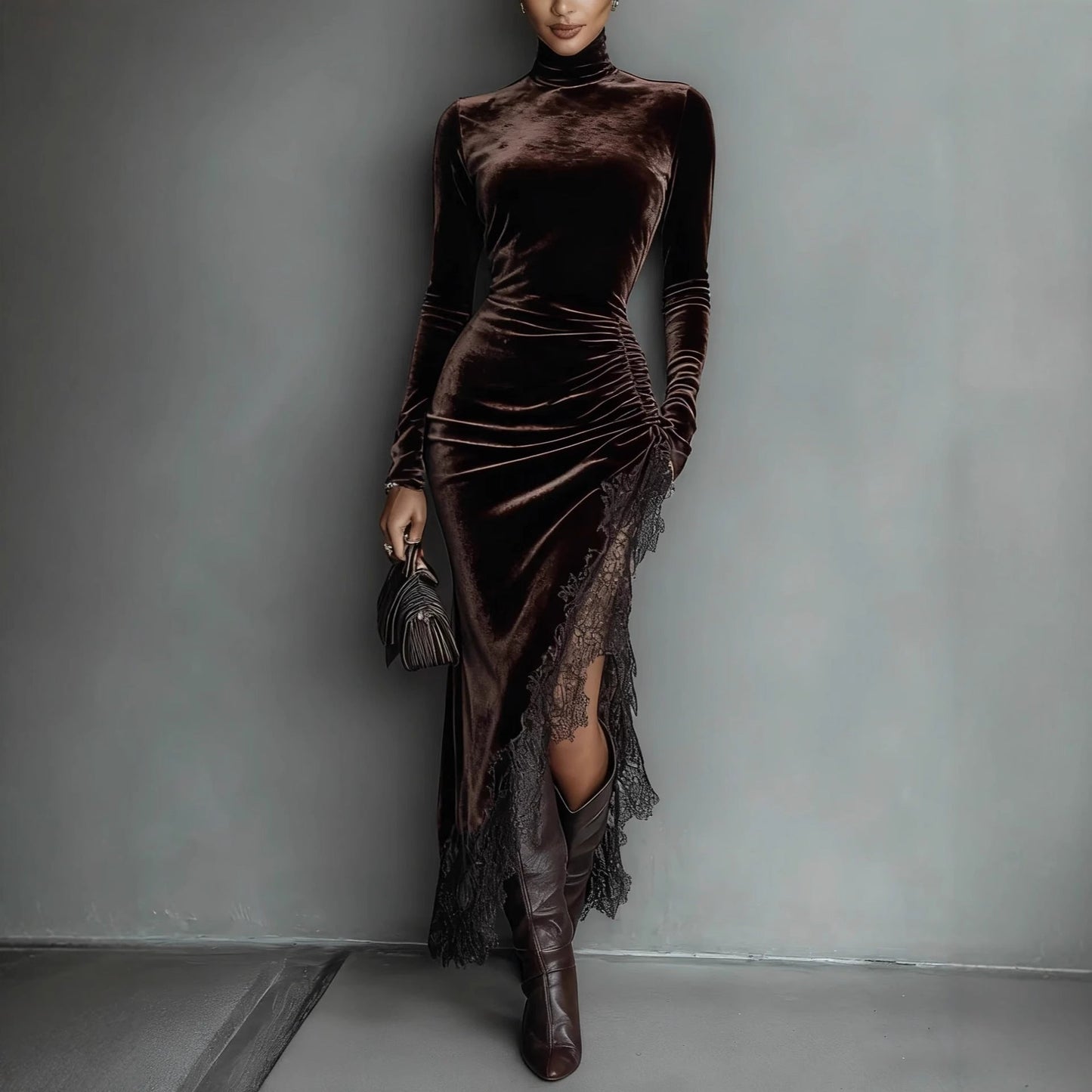 Elegant Velvet Maxi Dress For Women