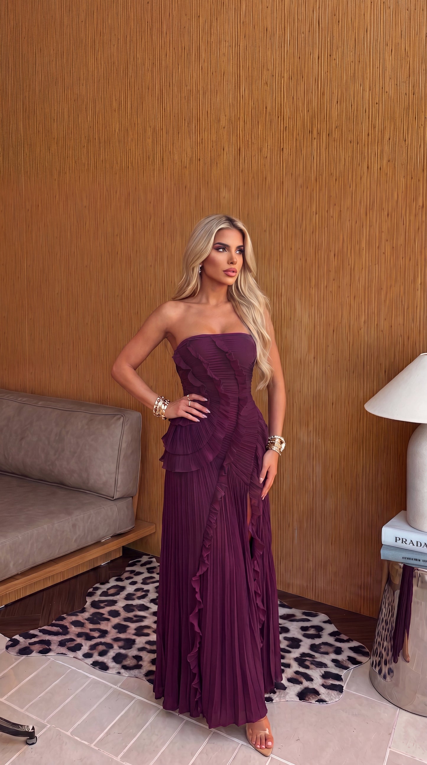 Riviera | Women's Strapless Ruffle Maxi Dress