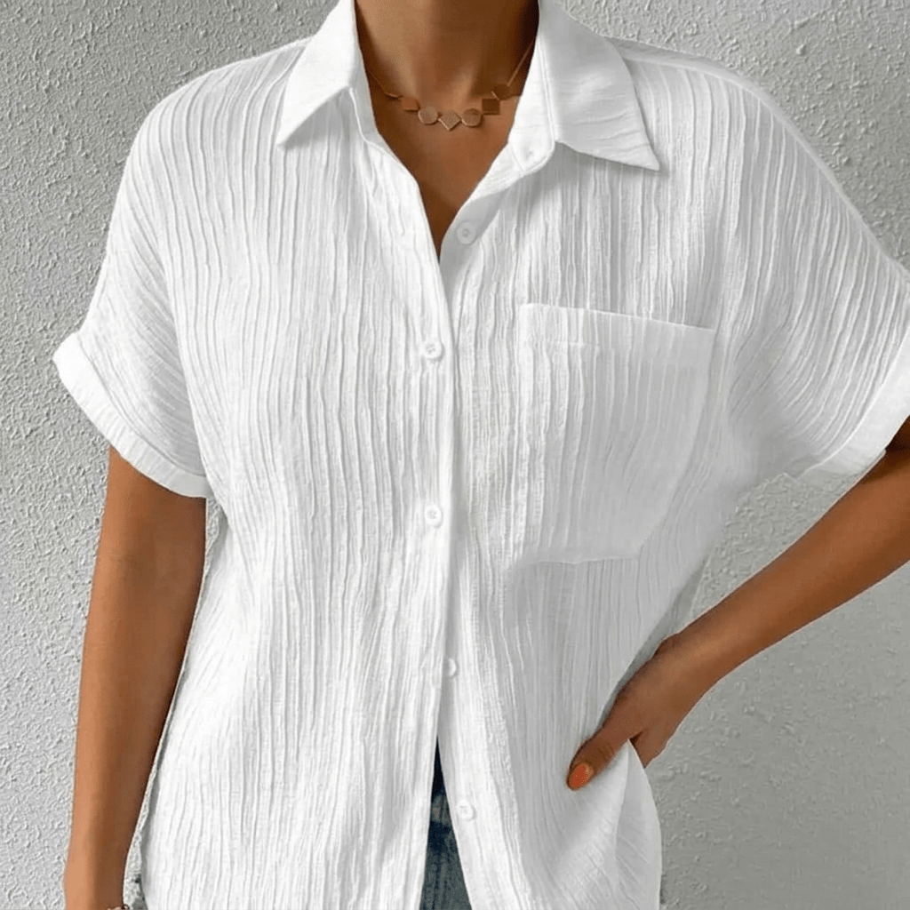Aldara | Crinkle Texture Short Sleeve Blouse