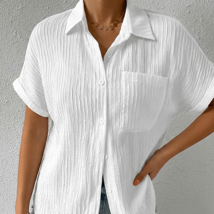 Aldara | Crinkle Texture Short Sleeve Blouse
