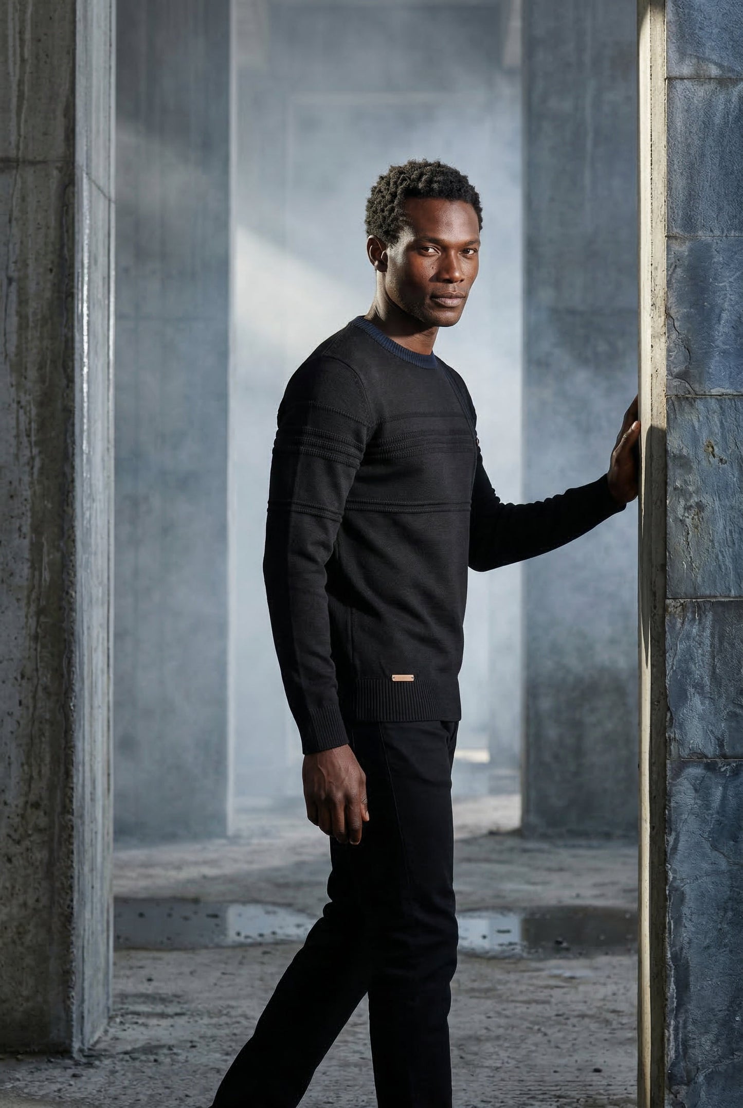 Bram | Men's Structured Crewneck Sweater, Textured Knit