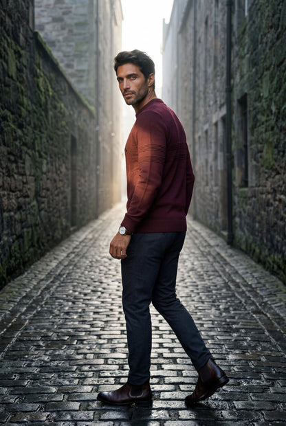 Bram | Men's Structured Crewneck Sweater, Textured Knit
