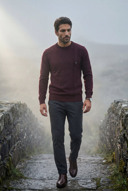 Bram | Men's Structured Crewneck Sweater, Textured Knit