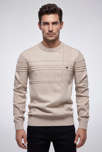 Bram | Men's Structured Crewneck Sweater, Textured Knit