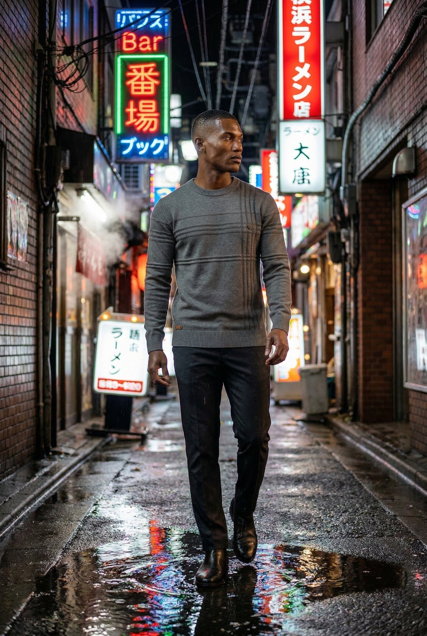Bram | Men's Structured Crewneck Sweater, Textured Knit