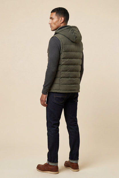Marco | Men's Hooded Puffer Vest, Quilted Zip