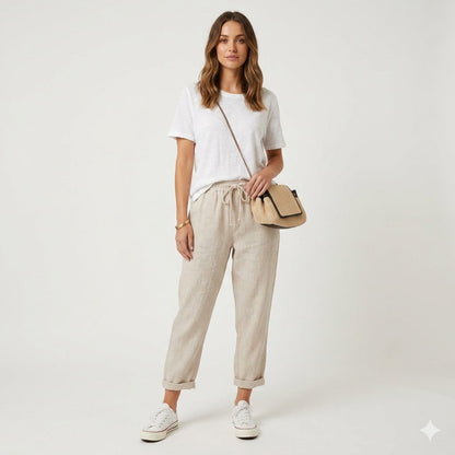 Matteo Ricci | Women's Tapered Linen Drawstring Trousers
