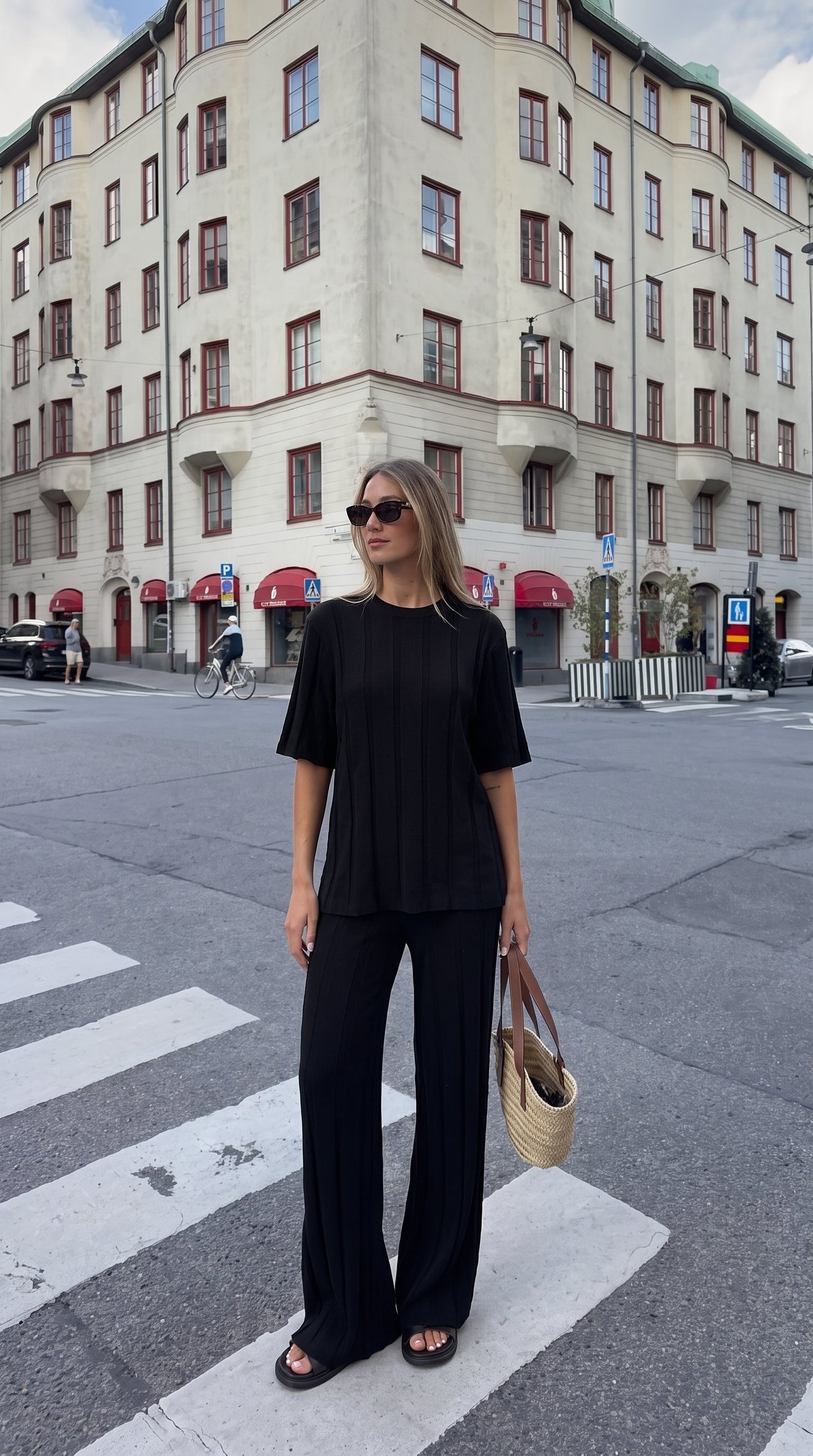 Bella | Wide Leg Ribbed Knit Pants