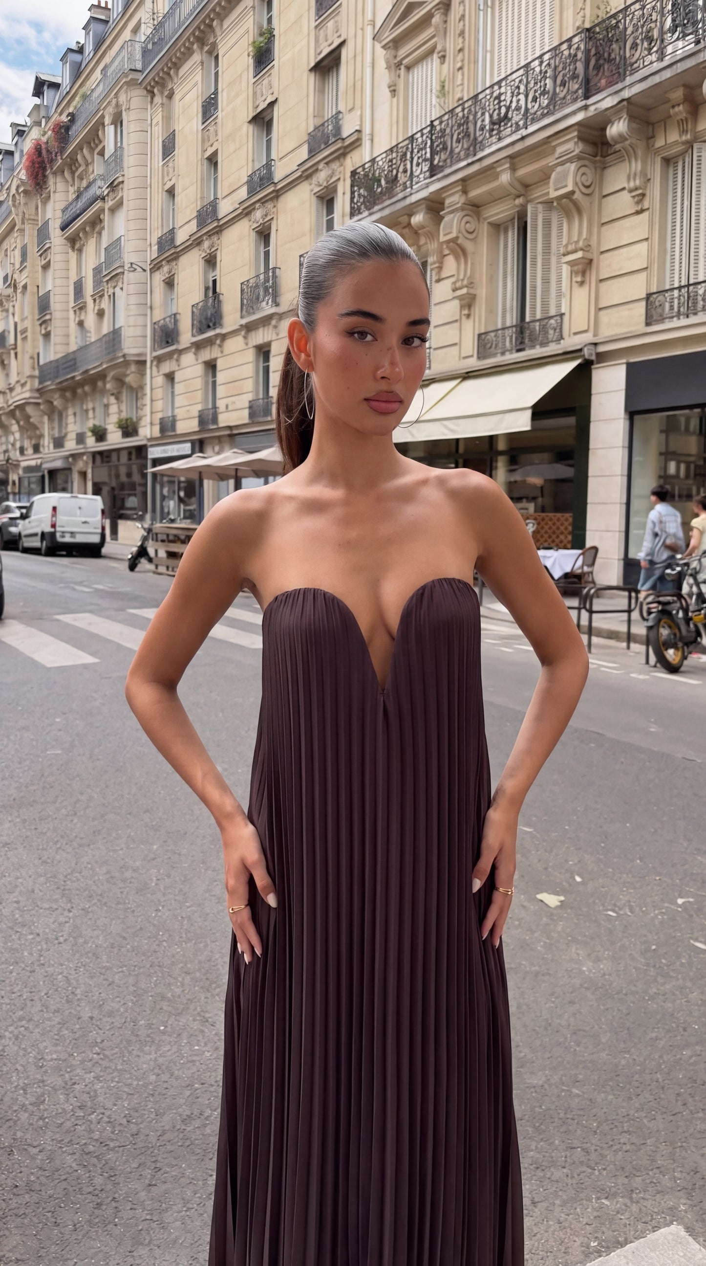 Portia | Strapless Pleated Maxi Dress