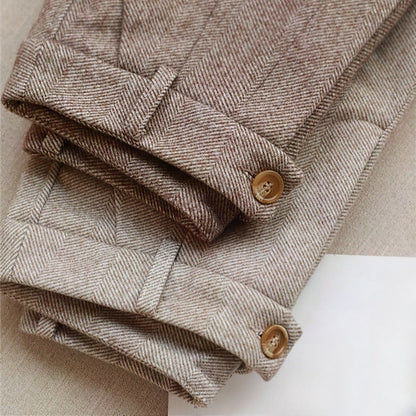 Denna | Men's Herringbone Pleated Pants