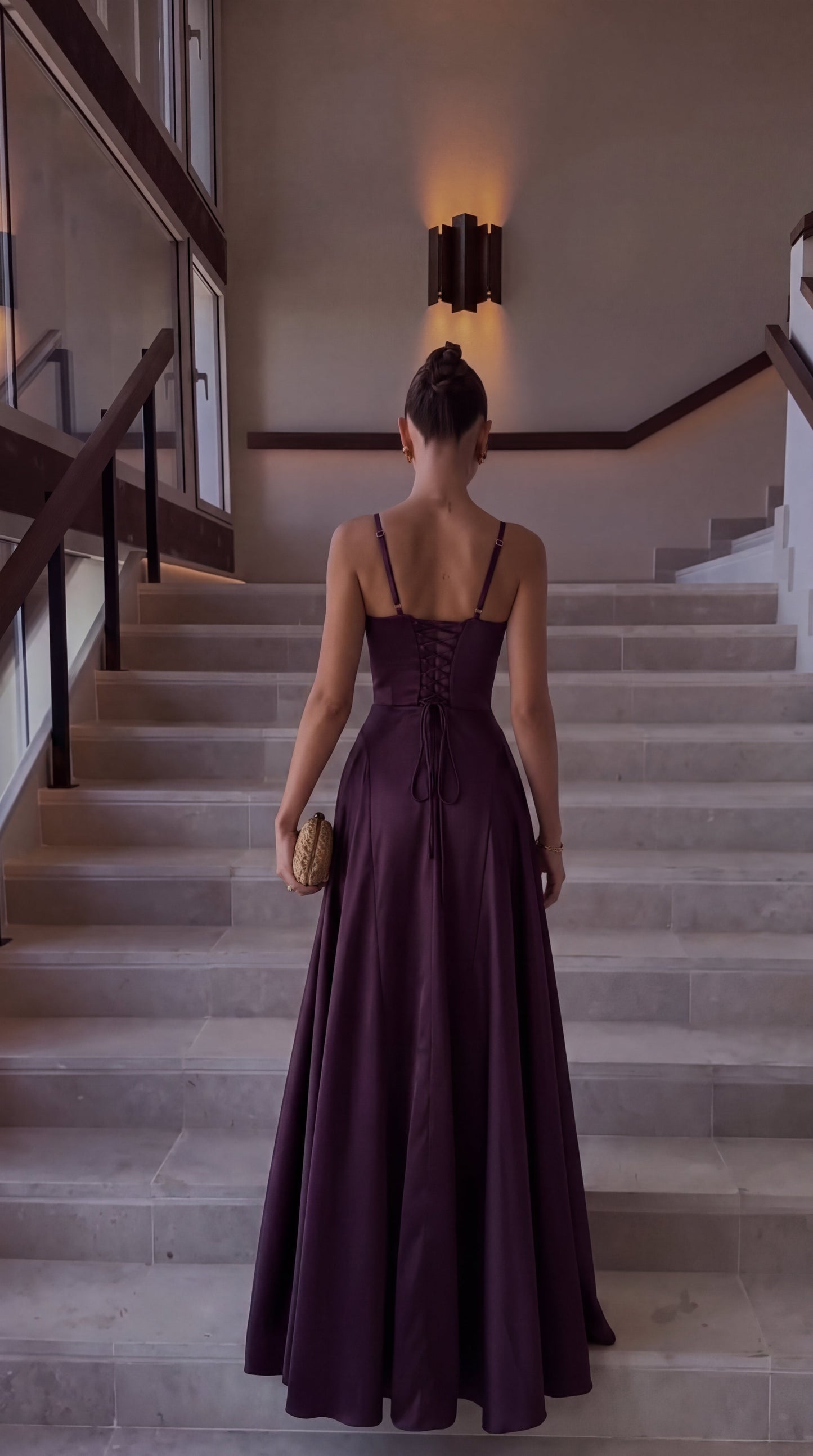 Molly | Plum Satin Maxi Dress