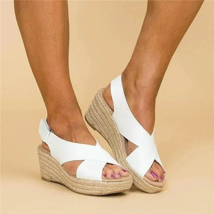 Women's Orthopedic Wedge Espadrille Cross-Strap Sandals