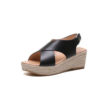 Monika | Stylish Wedge Sandals with Cross Straps