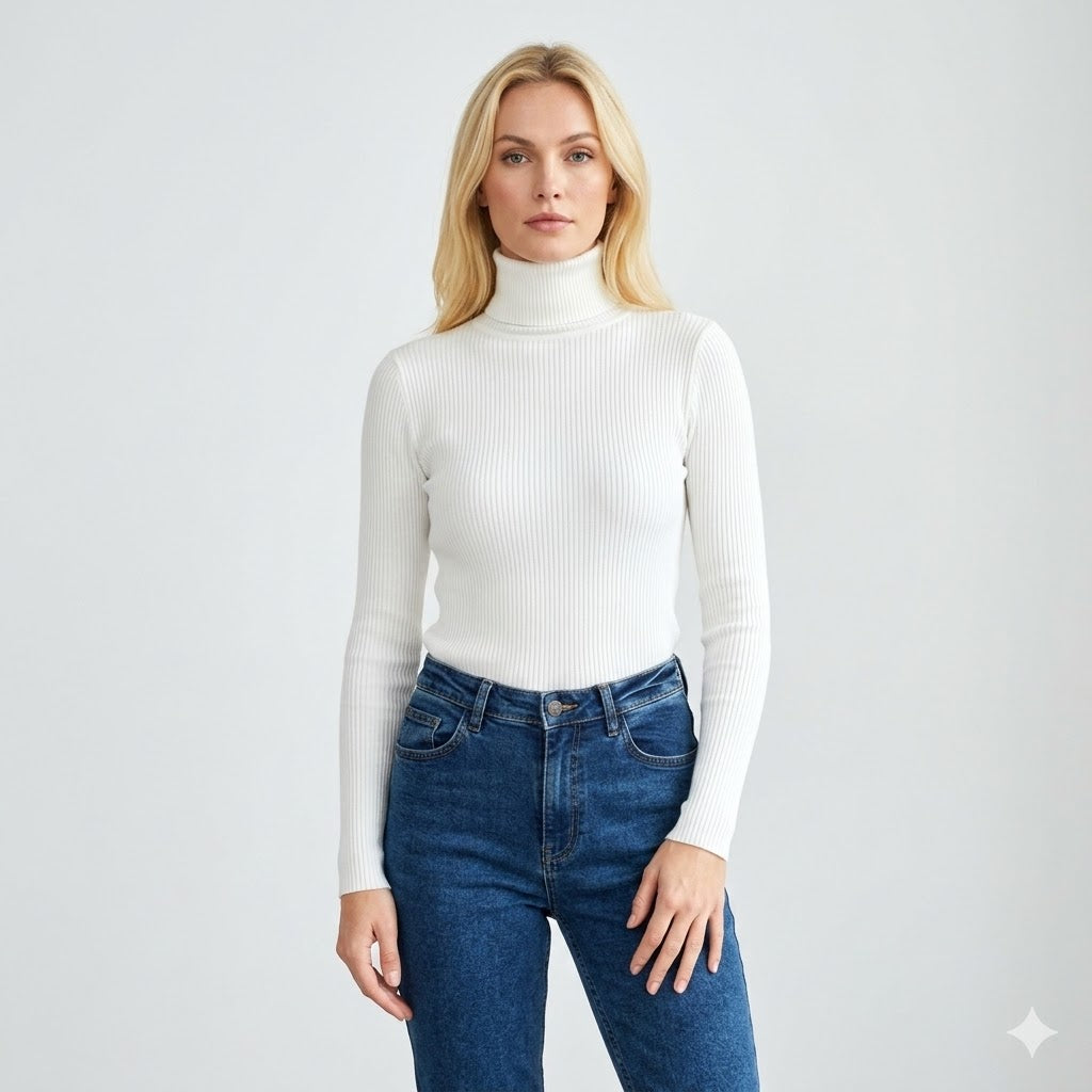 Clara | Ribbed Turtleneck Long Sleeve Top