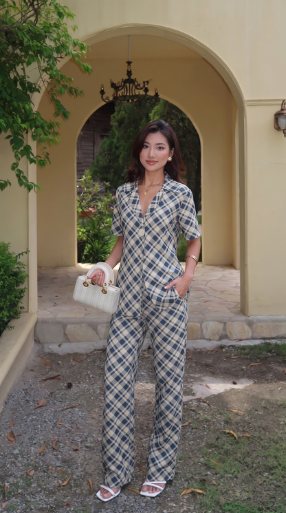 Avery | High Rise Wide Leg Plaid Pants