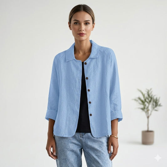 Amelie | Sky Blue Linen Jacket Women