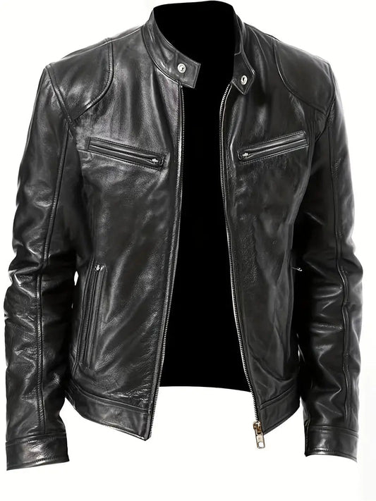 Clarence | Men's Slim Fit Faux Leather Racer Jacket
