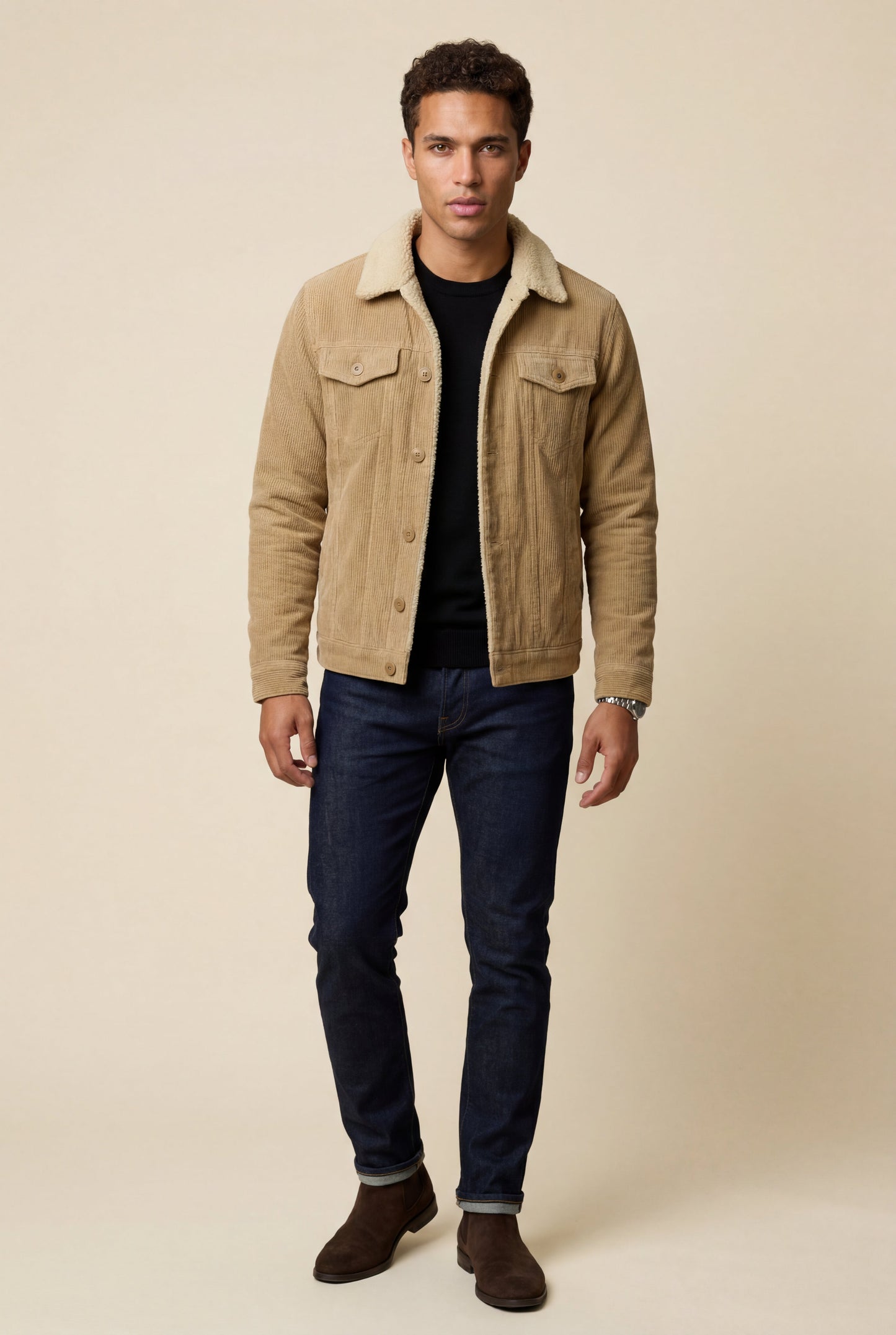 Cole | Men's Sherpa Collar Trucker Jacket