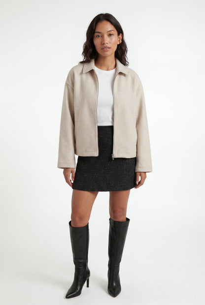 Vera | Women's Minimal Zip Jacket, Boxy Structured