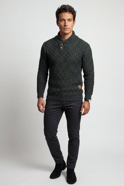 Reid | Men's Basketweave Shawl Collar Sweater