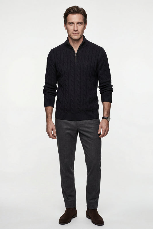Knox | Men's Cable Knit Half-Zip Sweater
