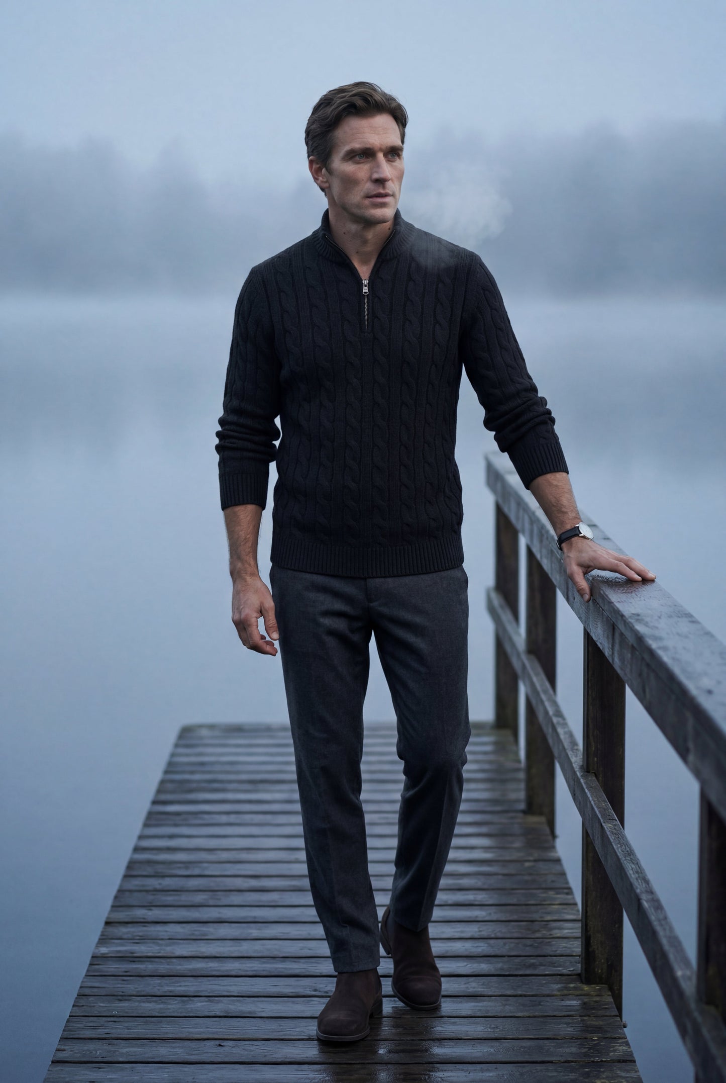 Knox | Men's Cable Knit Half-Zip Sweater