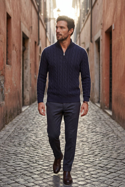 Knox | Men's Cable Knit Half-Zip Sweater
