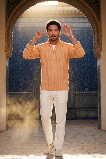 Knox | Men's Cable Knit Half-Zip Sweater