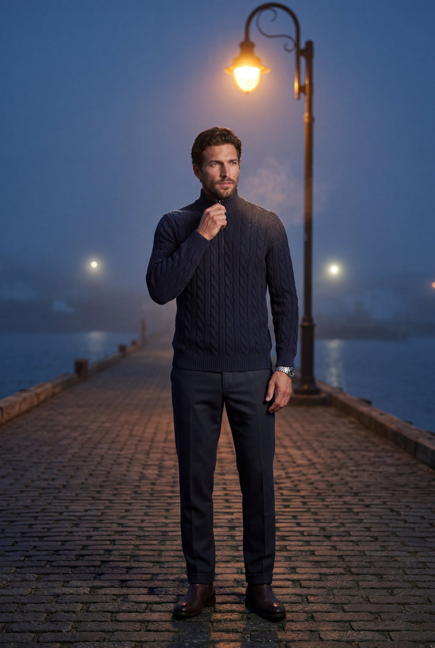 Knox | Men's Cable Knit Half-Zip Sweater