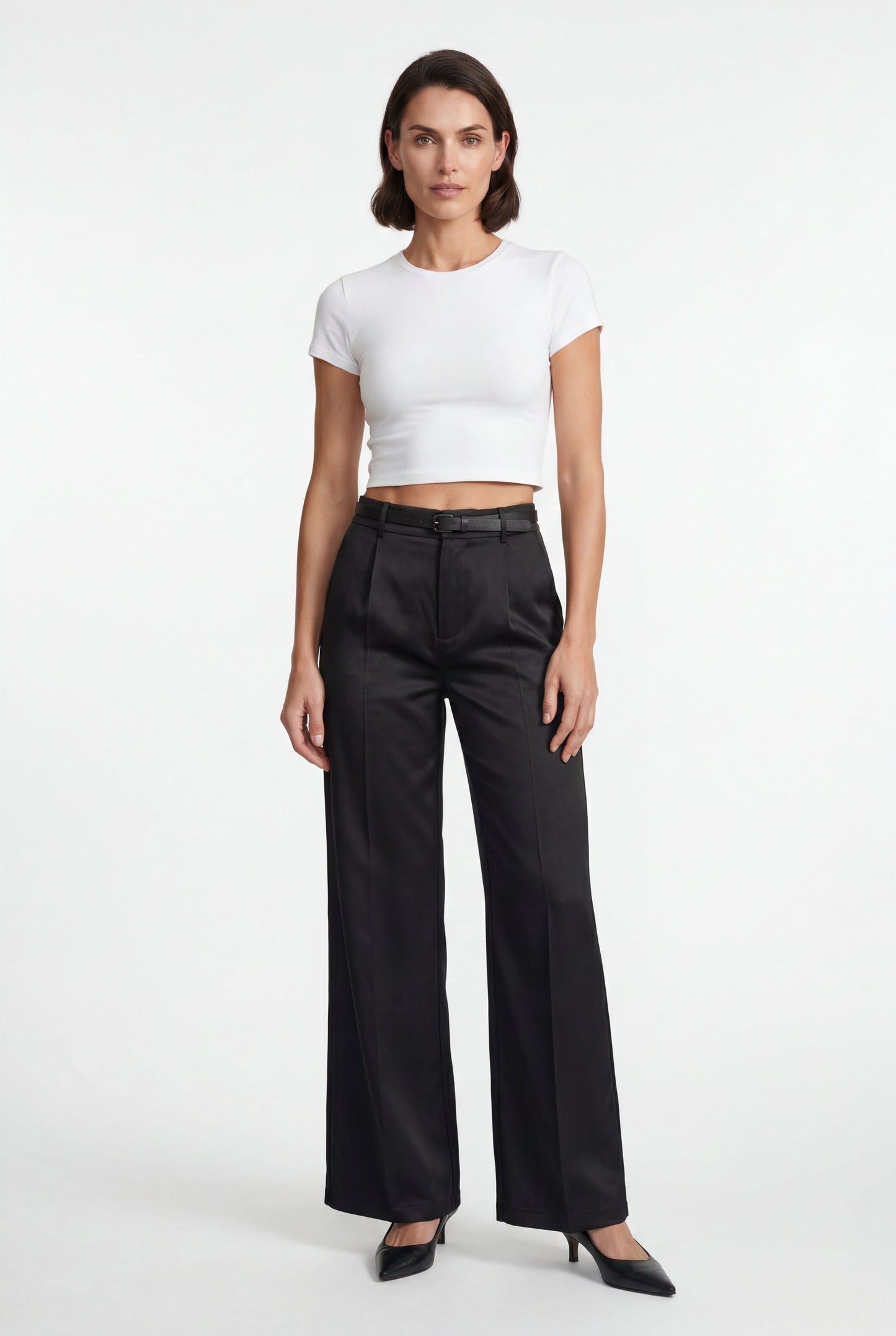 Hana | Women's Belted Wide Leg Pants, High Waist