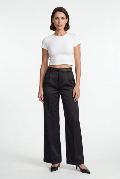 Hana | Women's Belted Wide Leg Pants, High Waist