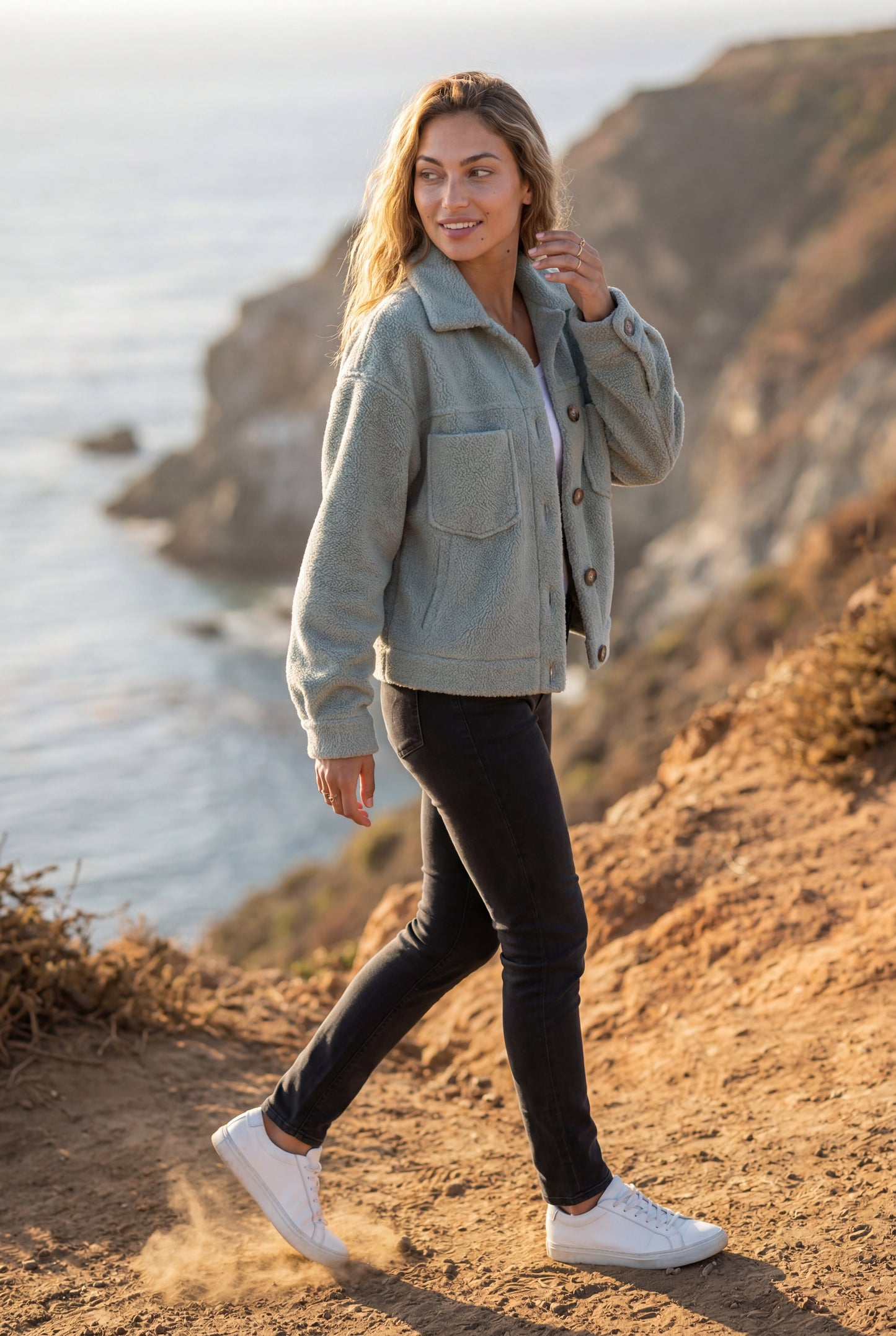 Fern | Women's Teddy Shacket, Relaxed Plush Jacket