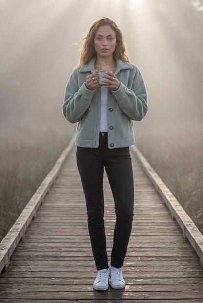 Fern | Women's Teddy Shacket, Relaxed Plush Jacket