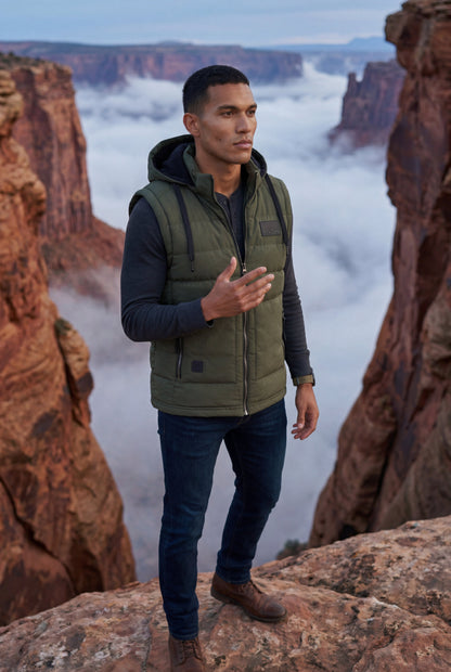Marco | Men's Hooded Puffer Vest, Quilted Zip