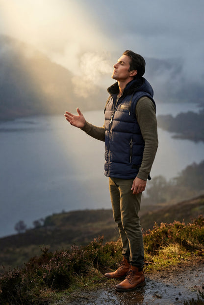 Marco | Men's Hooded Puffer Vest, Quilted Zip