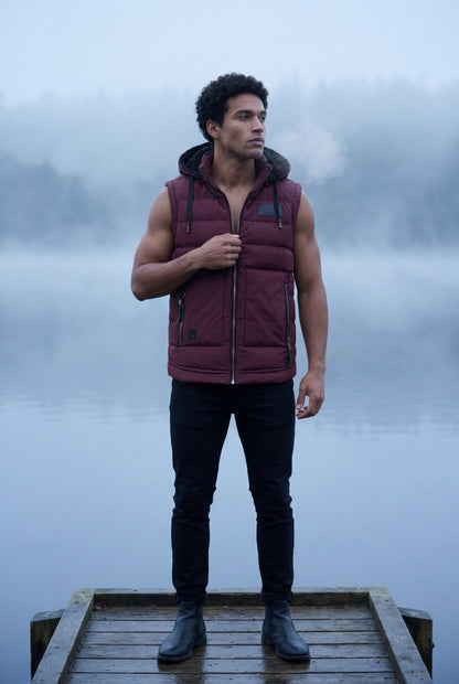 Marco | Men's Hooded Puffer Vest, Quilted Zip