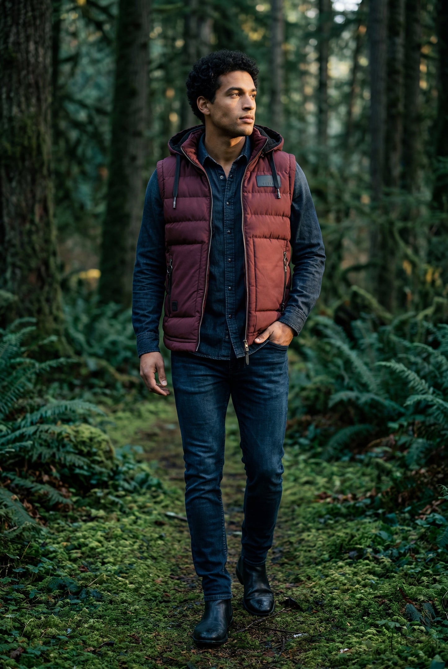 Marco | Men's Hooded Puffer Vest, Quilted Zip