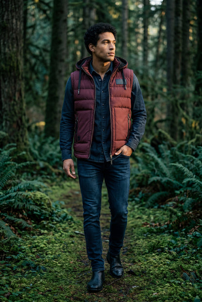 Marco | Men's Hooded Puffer Vest, Quilted Zip