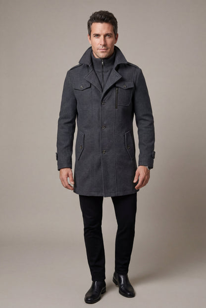Zane | Men's Slim Fit Tailored Winter Coat, Stand Collar