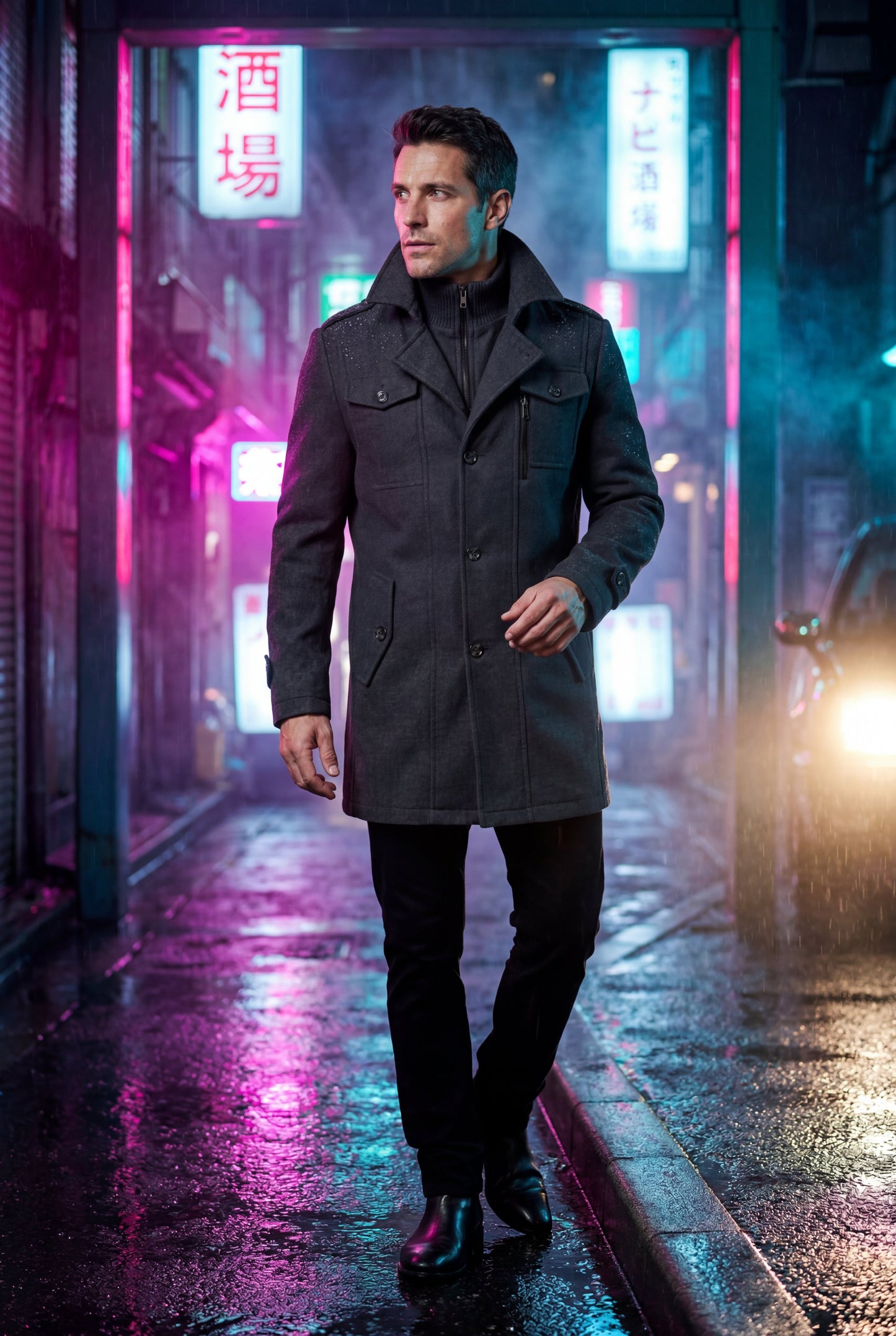 Zane | Men's Slim Fit Tailored Winter Coat, Stand Collar
