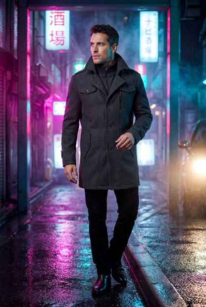Zane | Men's Slim Fit Tailored Winter Coat, Stand Collar