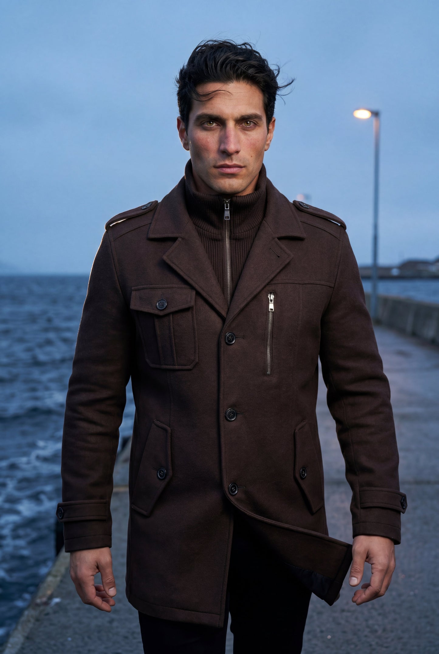 Zane | Men's Slim Fit Tailored Winter Coat, Stand Collar
